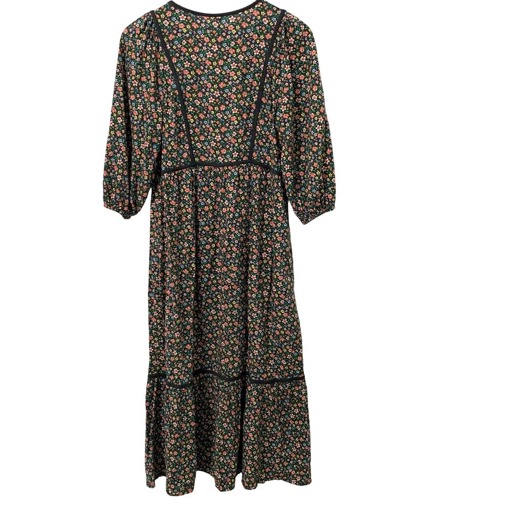 Old Navy Floral Maxi Dress Puff Sleeve Boho Cottagecore Pockets XS - Picture 2 of 10